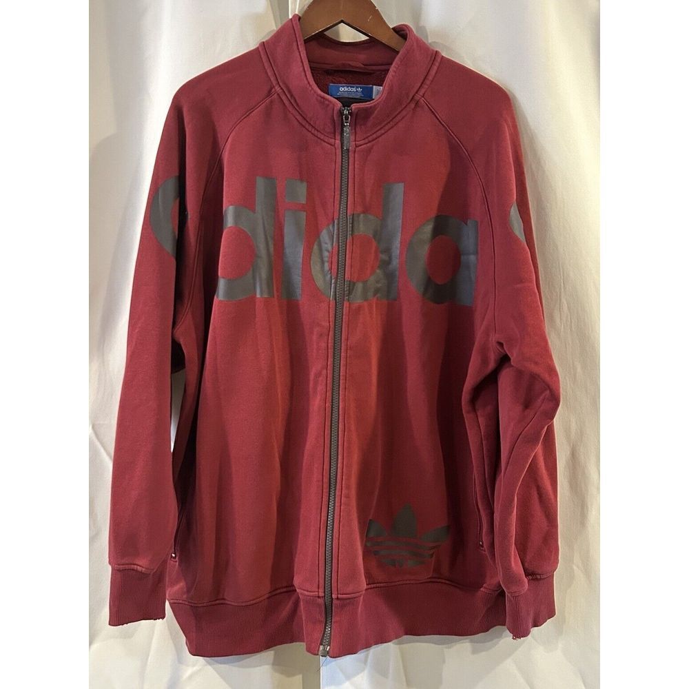 Adidas Retro Large Logo Long Sleeve Zip Up Jacket Size 2XL